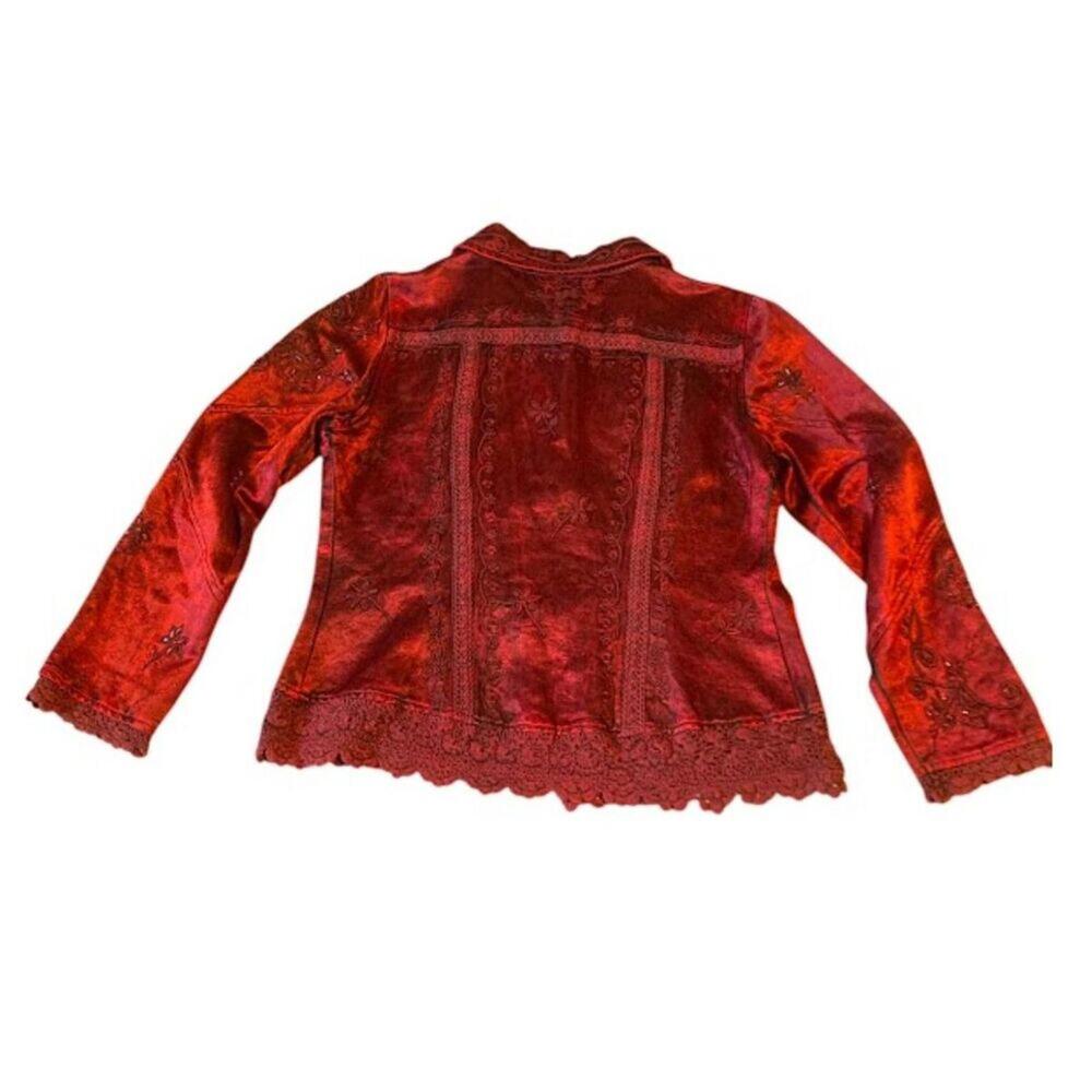 Vintage Flashback Jacket embroidery beads lace mid-weight unlined women's Large - Picture 2 of 12